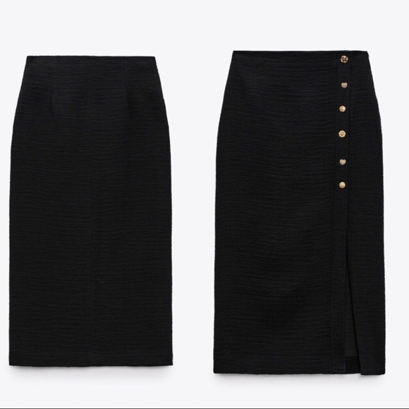 Textured Midi Skirt with Buttons - Picture 2 of 5